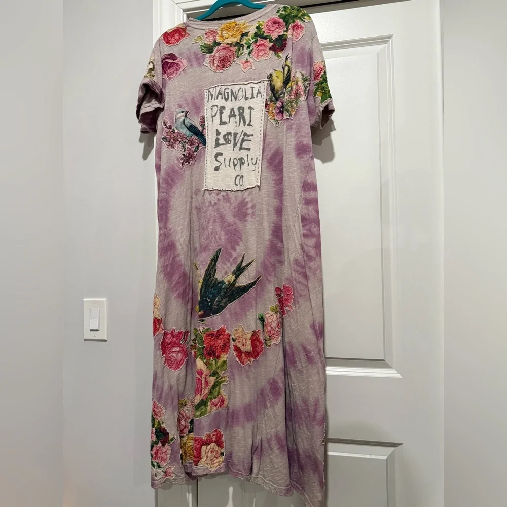 Magnolia Pearl Cat Kitty Jersey Tie Dye Applique Tee Shirt Dress Juniper - Picture 2 of 10